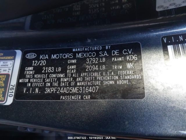 3KPF24AD5ME316407 KIA Forte Lxs