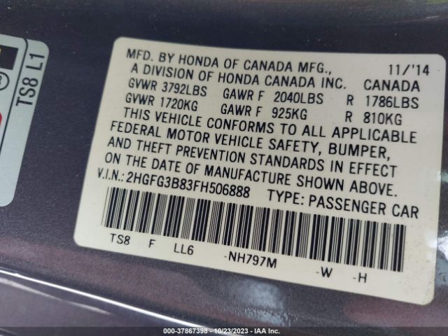 2HGFG3B83FH506888 Honda Civic Coupe Ex