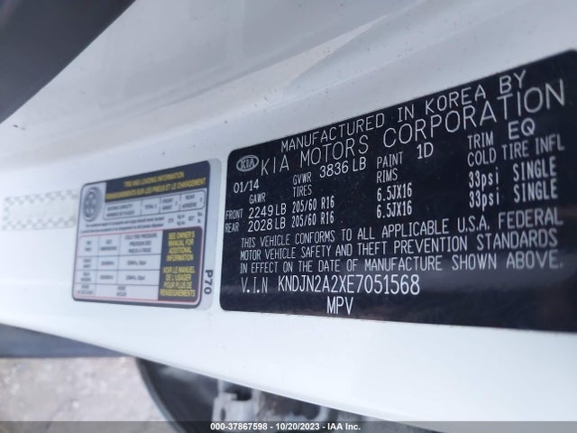 KIA Soul Base 2014 KNDJN2A2XE7051568 Image 9