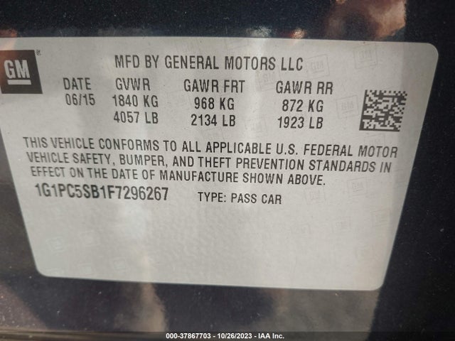 2015 CHEVROLET CRUZE 1LT AUTO VIN: 1G1PC5SB1F7296267
