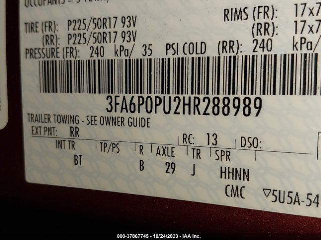 3FA6P0PU2HR288989 Ford Fusion Energi Se