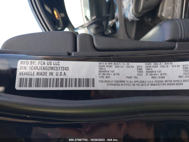 1C4RJEAG2MC577243 Jeep Grand Cherokee Laredo X