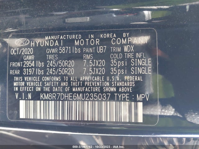 Hyundai Palisade Calligraphy 2021 KM8R7DHE6MU235037 Image 9