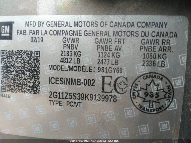 Chevrolet IMPALA LT 2019 2G11Z5S39K9139978 Image 9