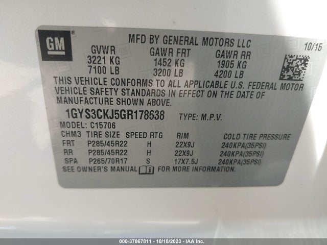 1GYS3CKJ5GR178638 Cadillac Escalade Premium Collection