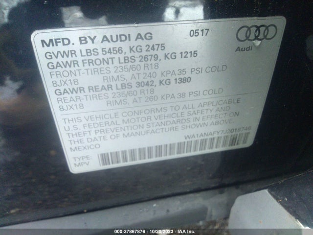 WA1ANAFY7J2018746 Audi Q5 Premium/tech Premium