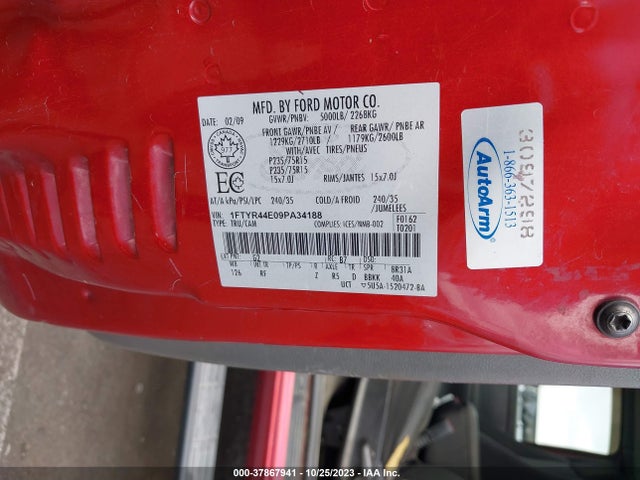2009 FORD RANGER XLT VIN: 1FTYR44E09PA34188