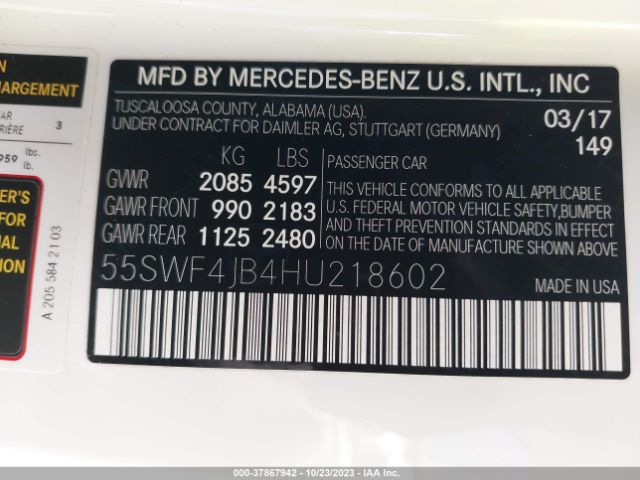 55SWF4JB4HU218602 Mercedes-Benz C-class C 300