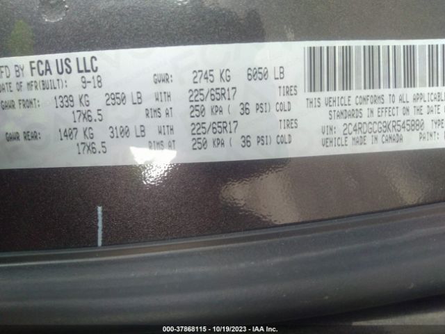 2C4RDGCG9KR545880 Dodge Grand Caravan Sxt