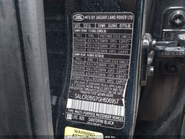 SALCR2BG7GH606957 Land Rover Discovery Sport Hse