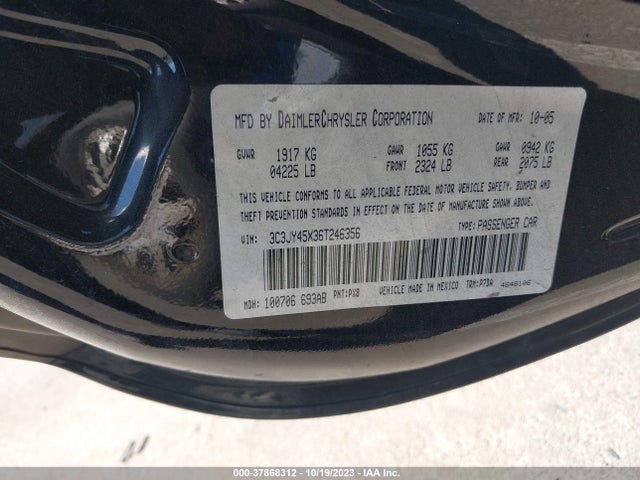 2006 CHRYSLER PT CRUISER VIN: 3C3JY45X36T246356