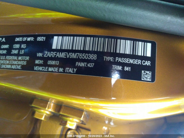 ZARFAMEV9M7650368 Alfa Romeo Giulia Quadrifoglio Rwd