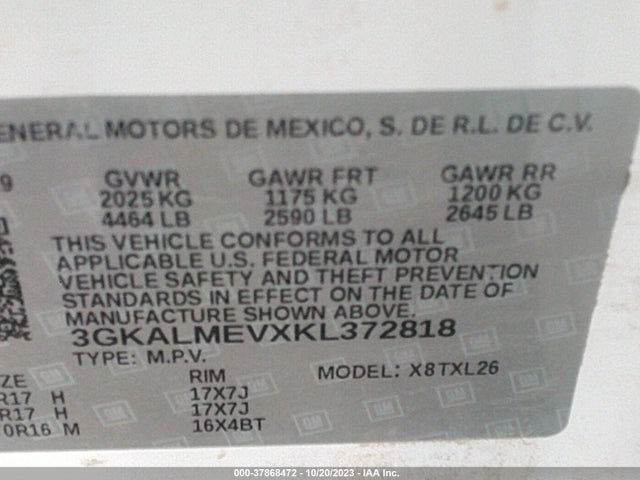 GMC Terrain Sle 2019 3GKALMEVXKL372818 Image 9