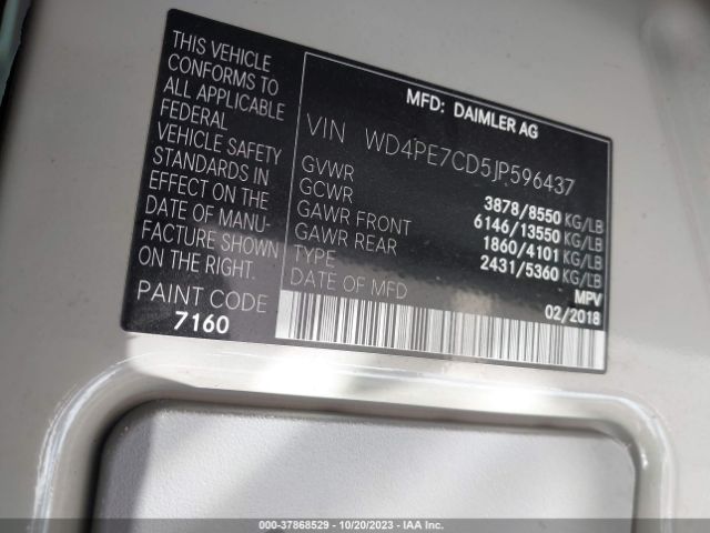 WD4PE7CD5JP596437 Mercedes-Benz SPRINTER VAN