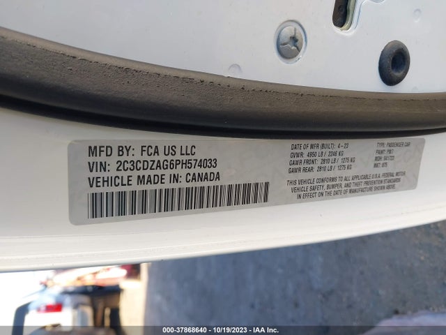Dodge Challenger Sxt 2023 2C3CDZAG6PH574033 Image 9
