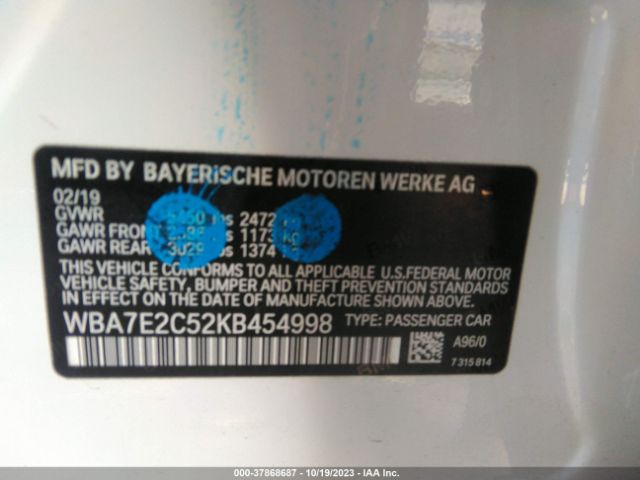 WBA7E2C52KB454998 BMW 7 Series 740i
