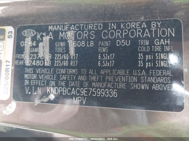 KNDPBCAC9E7599336 KIA Sportage Lx