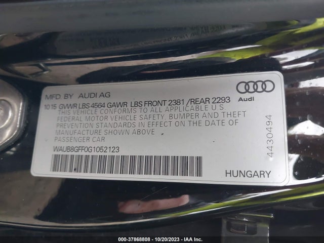 WAUB8GFF0G1052123 Audi A3 2.0t Premium