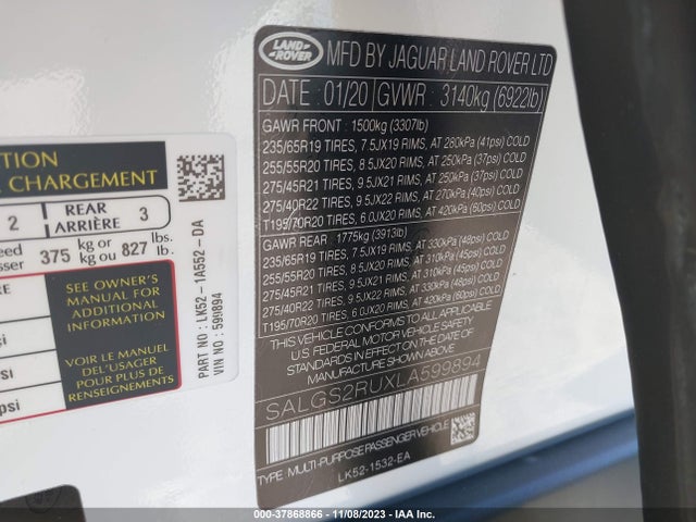SALGS2RUXLA599894 Land Rover Range Rover Hse