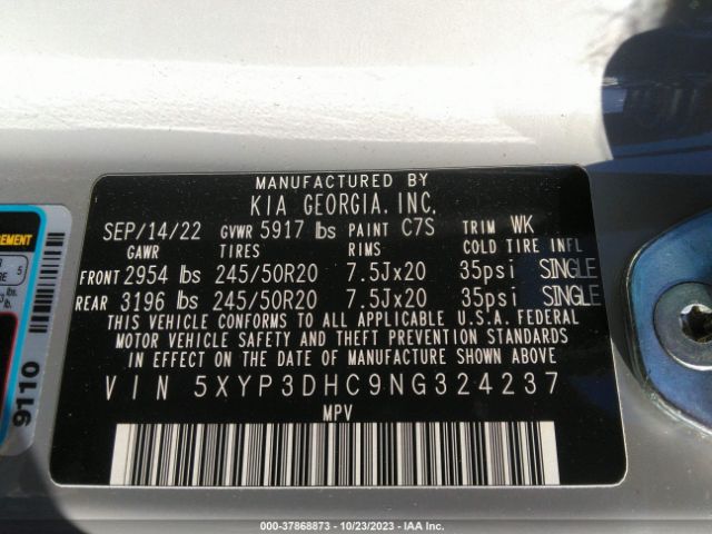 5XYP3DHC9NG324237 KIA Telluride Ex