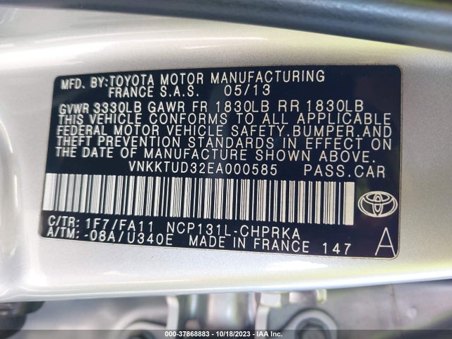 Toyota YARIS LE 2014 VNKKTUD32EA000585 Image 9