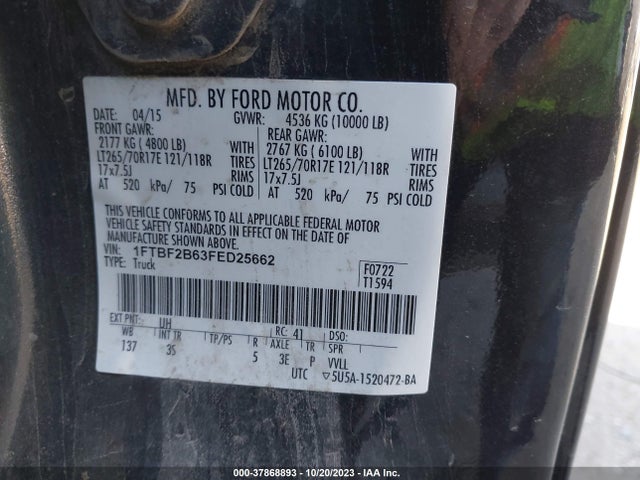 1FTBF2B63FED25662 Ford Super Duty F-250 Srw Xlt/xl