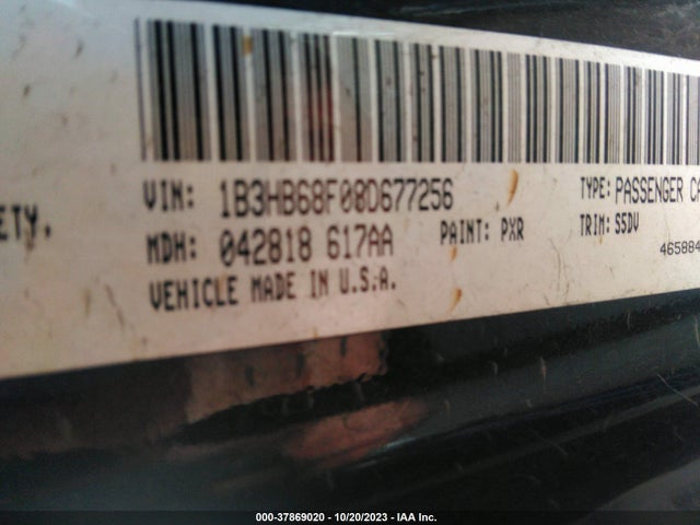 2008 DODGE CALIBER SRT4 VIN: 1B3HB68F08D677256