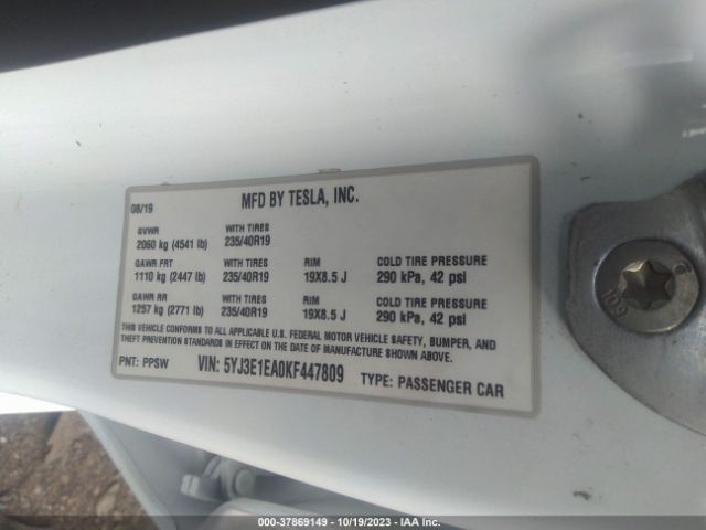 5YJ3E1EA0KF447809 Tesla Model 3 Range