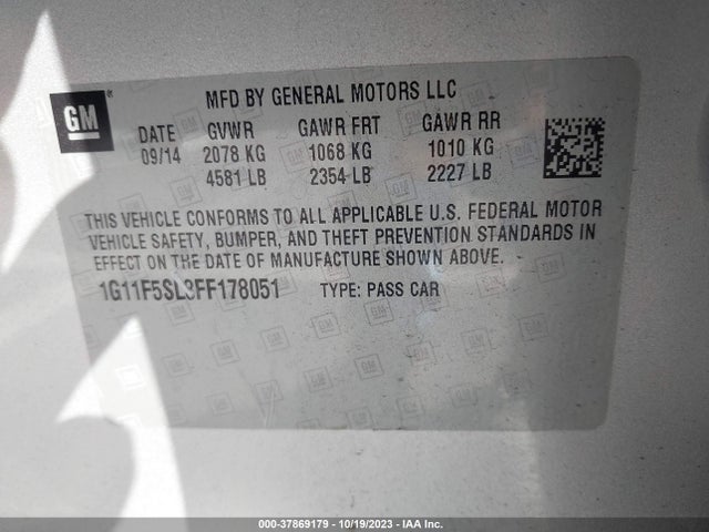 Chevrolet Malibu 1lz 2015 1G11F5SL8FF178051 Image 9