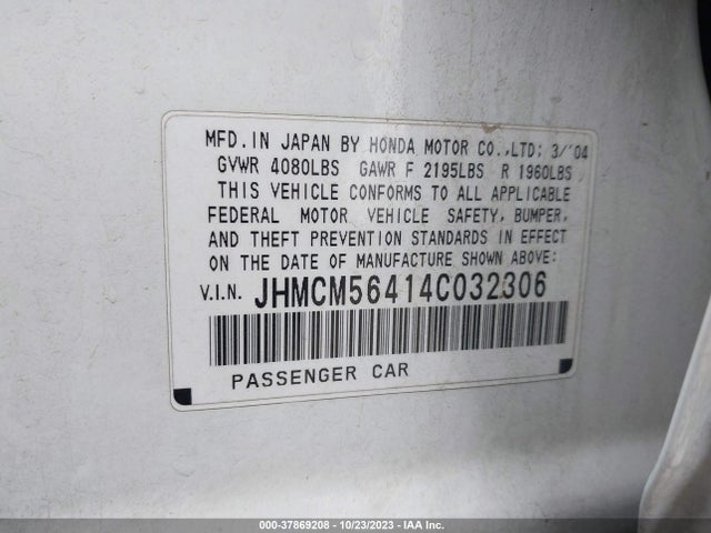 2004 HONDA ACCORD SDN LX VIN: JHMCM56414C032306