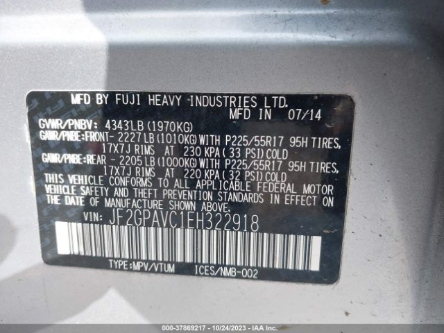 JF2GPAVC1EH322918 Subaru Xv Crosstrek Premium