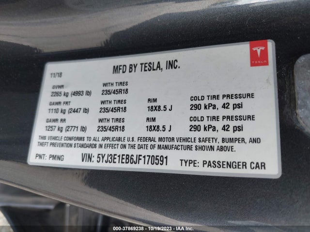 2018 TESLA MODEL 3 5YJ3E1EB6JF170591 Photo 8