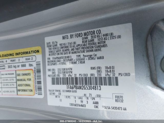 1FA6P8AM2G5304813 Ford Mustang V6