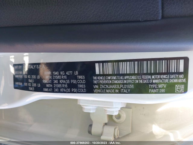 ZACNJAAB3LPL01656 Jeep Renegade Sport Fwd