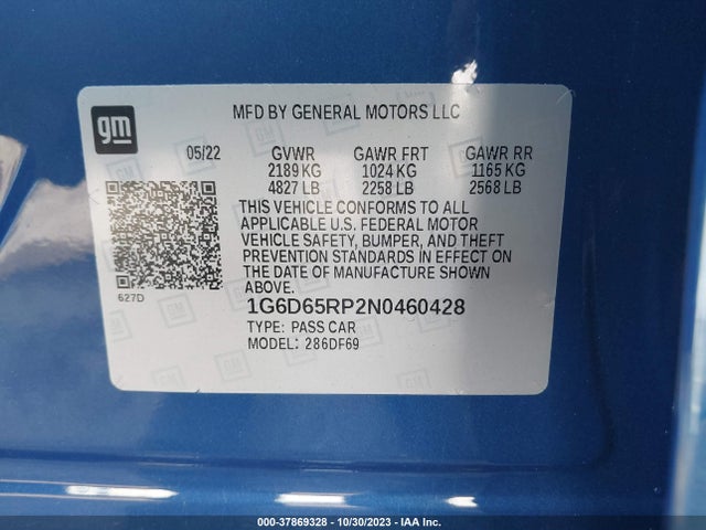 1G6D65RP2N0460428 Cadillac Ct4-v V-series Blackwing
