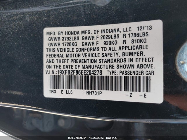 Honda CIVIC EX 2014 19XFB2F86EE204278 Image 9