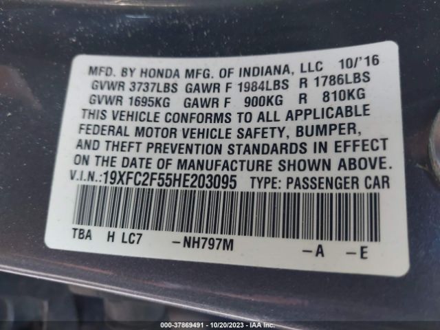 19XFC2F55HE203095 Honda Civic Sedan Lx