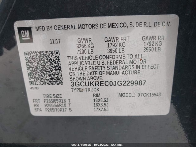 Chevrolet Silverado 1500 2lt 2018 3GCUKREC0JG229987 Image 9