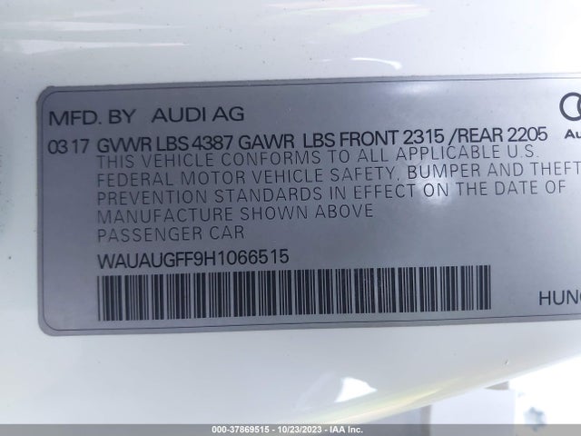 Audi A3 2.0t Premium 2017 WAUAUGFF9H1066515 Image 9