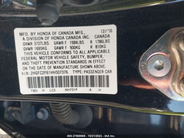 2HGFC2F61HH507376 Honda Civic Sedan Lx