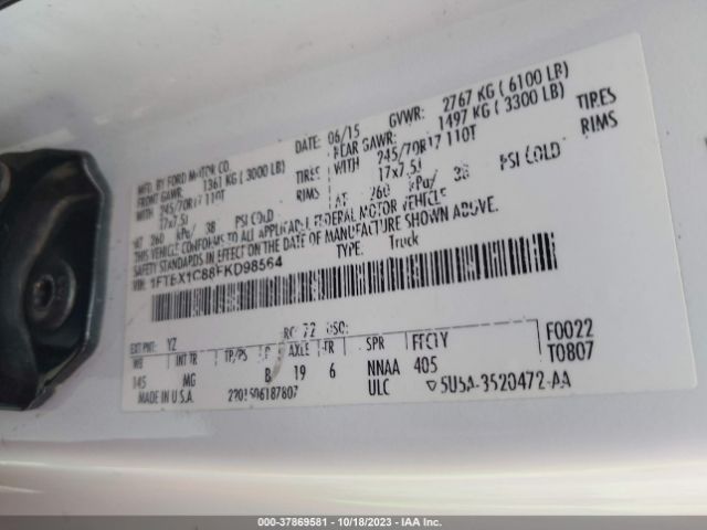 1FTEX1C88FKD98564 Ford F-150 Xl/xlt