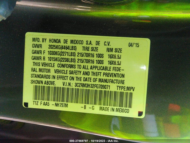 Honda CR-V LX 2015 3CZRM3H32FG709071 Image 9