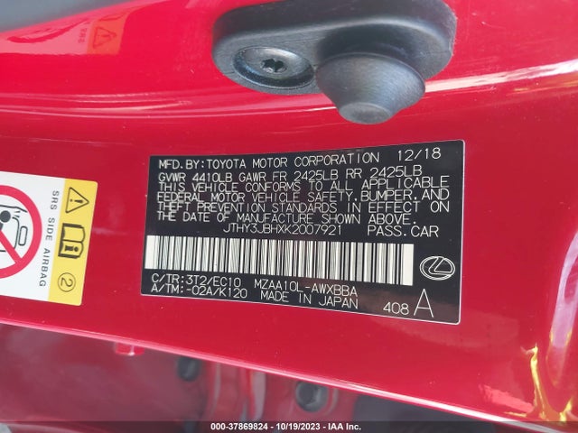 JTHY3JBHXK2007921 Lexus Ux Ux 200