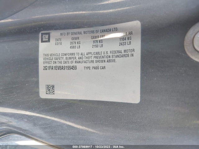 2010 CHEVROLET CAMARO LS VIN: 2G1FA1EV8A9199459