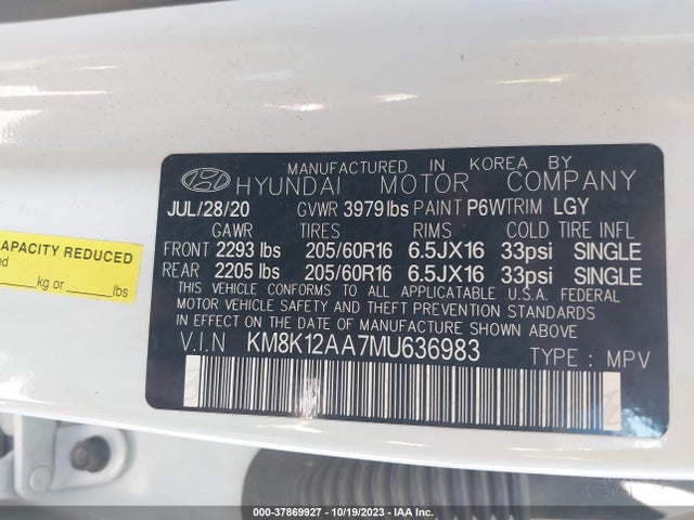 Hyundai Kona Se 2021 KM8K12AA7MU636983 Image 9