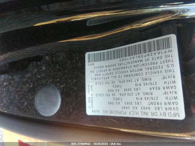 2009 PORSCHE CAYENNE WP1AA29P39LA07063 Photo 8