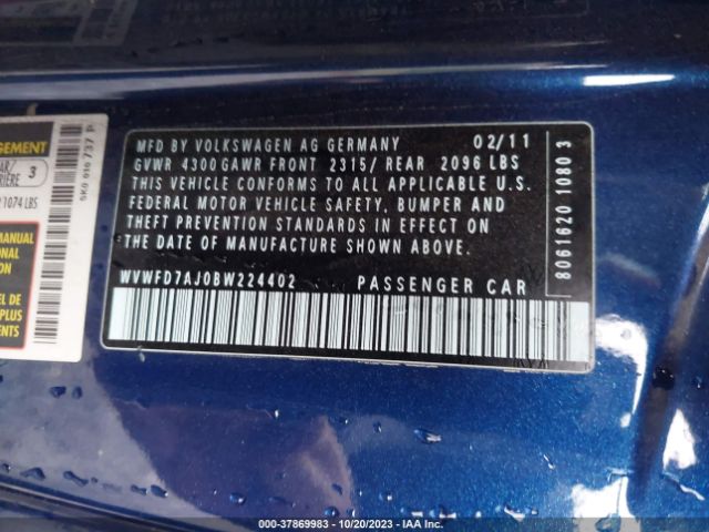 2011 VOLKSWAGEN GTI WVWFD7AJ0BW224402 Photo 8