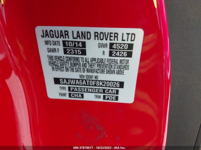 2015 JAGUAR F-TYPE SAJWA6AT0F8K20026 Photo 8