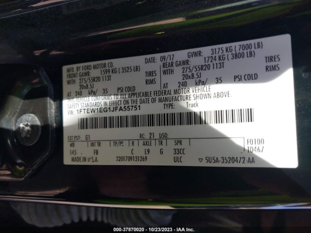 1FTEW1EG1JFA55751 Ford F-150 Xl/xlt/lariat
