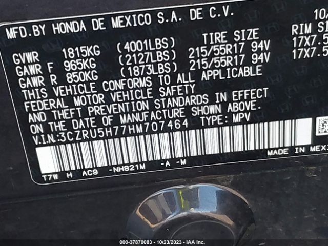 3CZRU5H77HM707464 Honda Hr-v Ex-l Navi